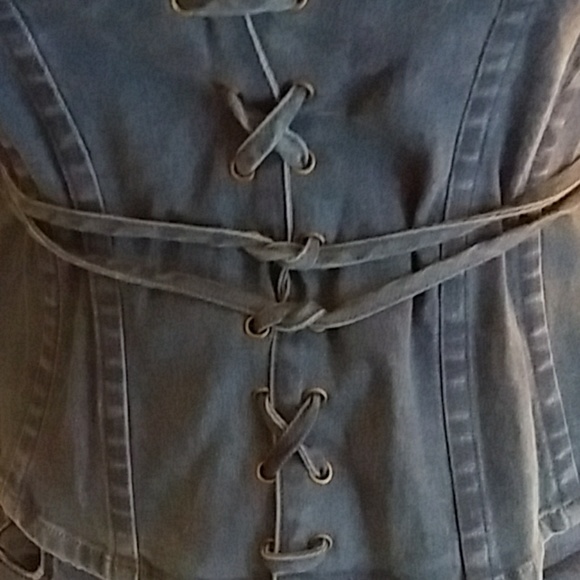 British Khaki  Brand, Denim Lace Up Top - Picture 6 of 7